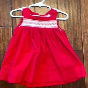 Red smocked dress perfect for holidays